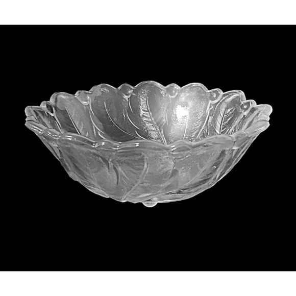 Frosted Glass Fruit Bowl Master Berry from Indiana Glass Wild Rose Pattern - Picture 7 of 7